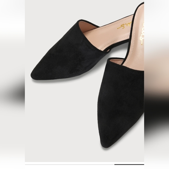 Lulu's Black Mules Size 7.5, Lorene Faux Suede Pointed-Toe - Picture 5 of 16